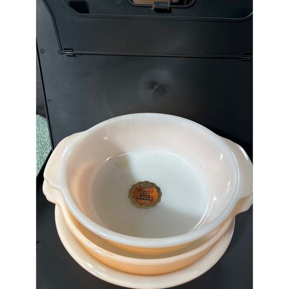 c1950 NEW Fire King 11 piece with stickers Copper Tint bakeware set - Picture 12 of 16